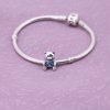 Charm berloques PANDORA De Prata Ursinho Laço Azul