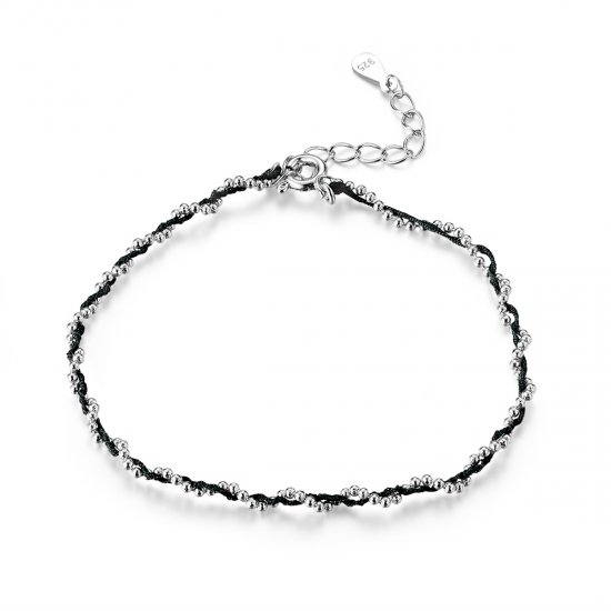 Pulseira de cordão Corda preta estilo Pandora - SCB173-BK  Clique na imagem para fechar