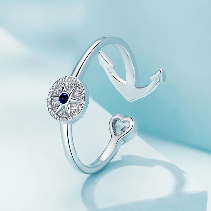 (imagem para) Anel Aberto Bússola e Âncora Estilo Pandora - SCR935 - Visualizar 4