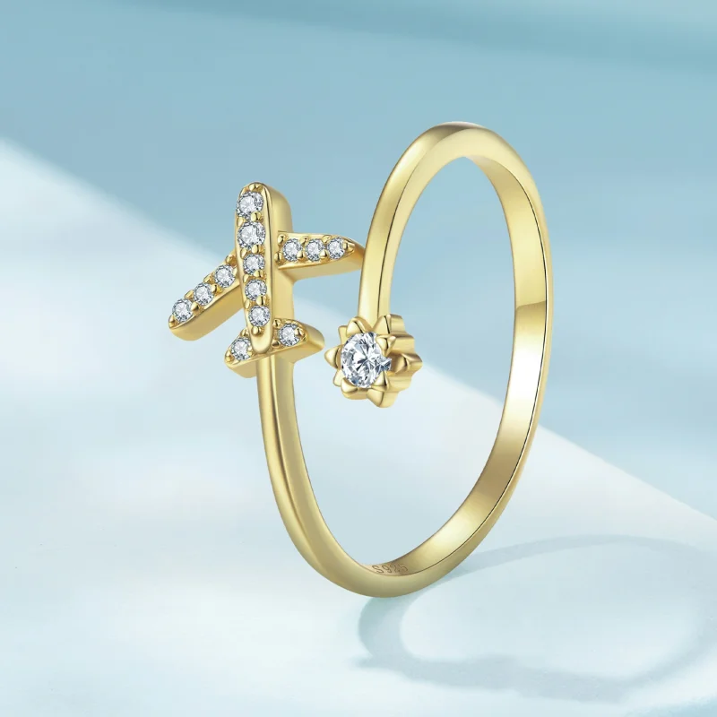 (imagem para) Anel Aberto de Distância Banhado a Ouro Estilo Pandora - SCR623-B - Visualizar 2