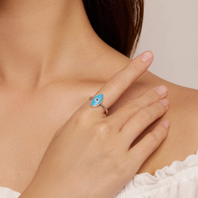 (imagem para) Anel Aberto Estilo Pandora Olho do Demônio Azul - SCR937 - Visualizar 4