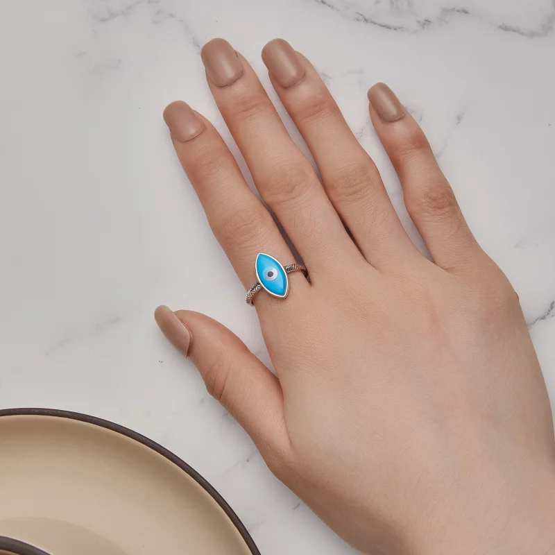 (imagem para) Anel Aberto Estilo Pandora Olho do Demônio Azul - SCR937 - Visualizar 5