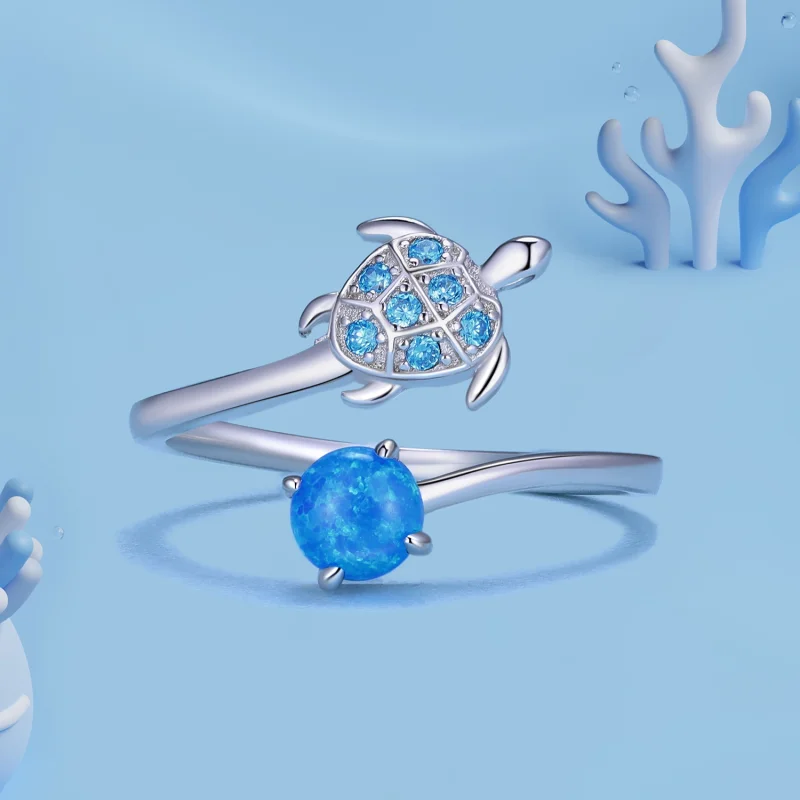 (imagem para) Anel Abrir Tartaruga Marinha Estilo Pandora - SCR928 - Visualizar 3