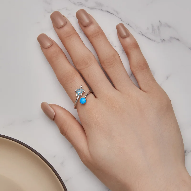 (imagem para) Anel Abrir Tartaruga Marinha Estilo Pandora - SCR928 - Visualizar 5