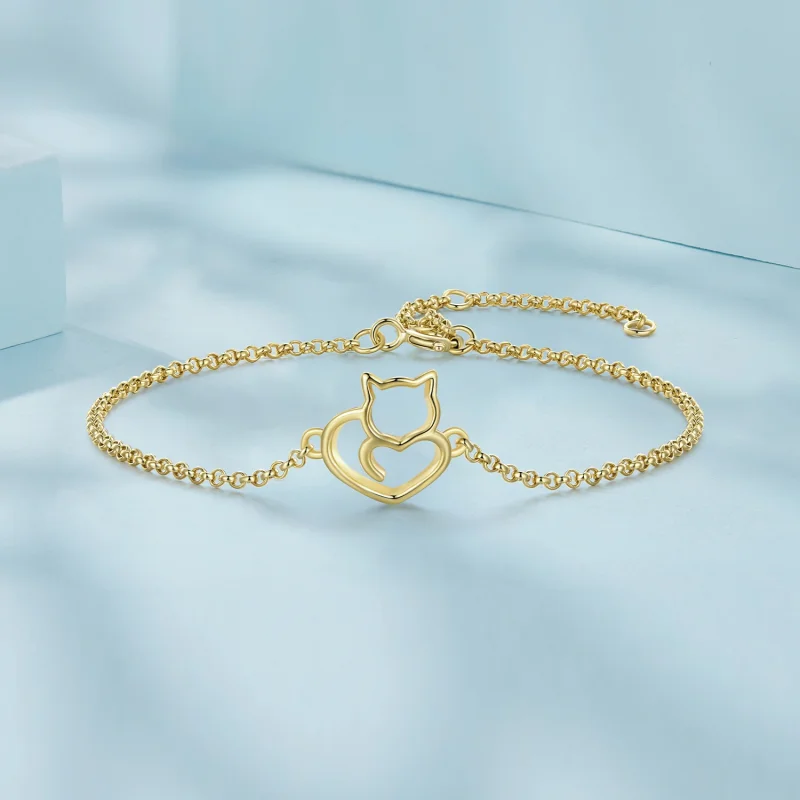 (imagem para) Bracelete Pandora Style Gato Fofo Banhado a Ouro - SCB102-B - Visualizar 3