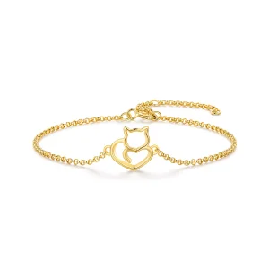 (imagem para) Bracelete Pandora Style Gato Fofo Banhado a Ouro - SCB102-B