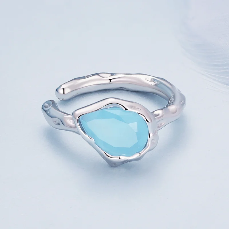 (imagem para) Brinco de Pressionar Pandora Style Gota d'Água Azul - BSE846 - Visualizar 3