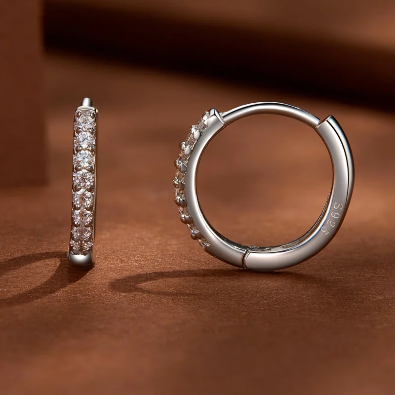 (imagem para) Brincos Argola de Moissanite Fino Estilo Pandora - MSE022 - Visualizar 3