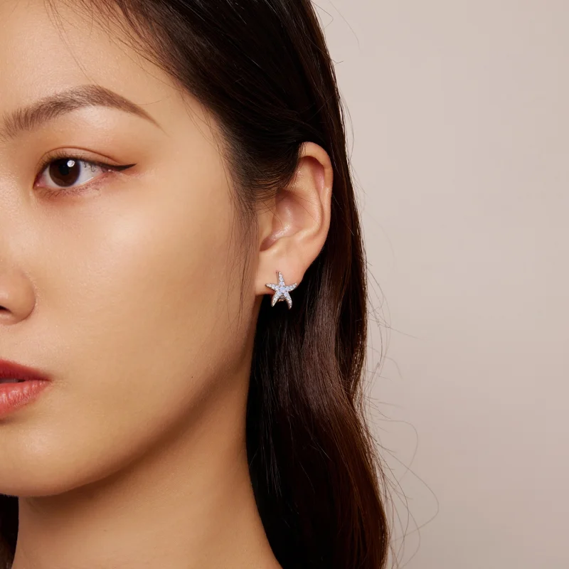 (imagem para) Brincos Argola Estilo Pandora com Estrela-do-Mar - BSE840 - Visualizar 6