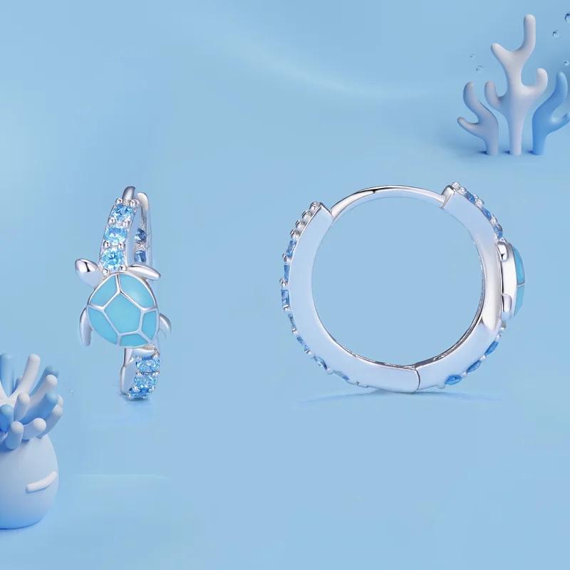 (imagem para) Brincos Argola Estilo Pandora com Tartaruga Marinha - SCE1596 - Visualizar 2