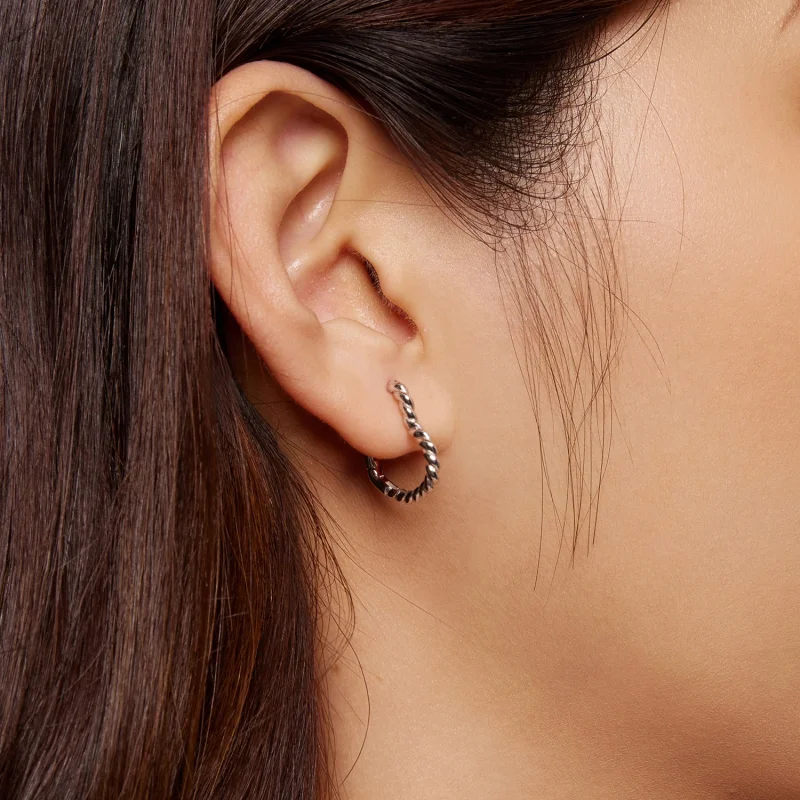 (imagem para) Brincos Argola Estilo Pandora em Formato de Coração - SCE1606 - Visualizar 6