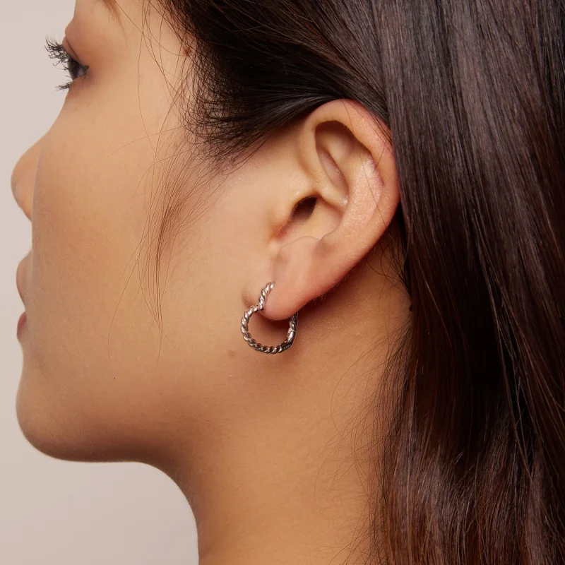 (imagem para) Brincos Argola Estilo Pandora em Formato de Coração - SCE1606 - Visualizar 7