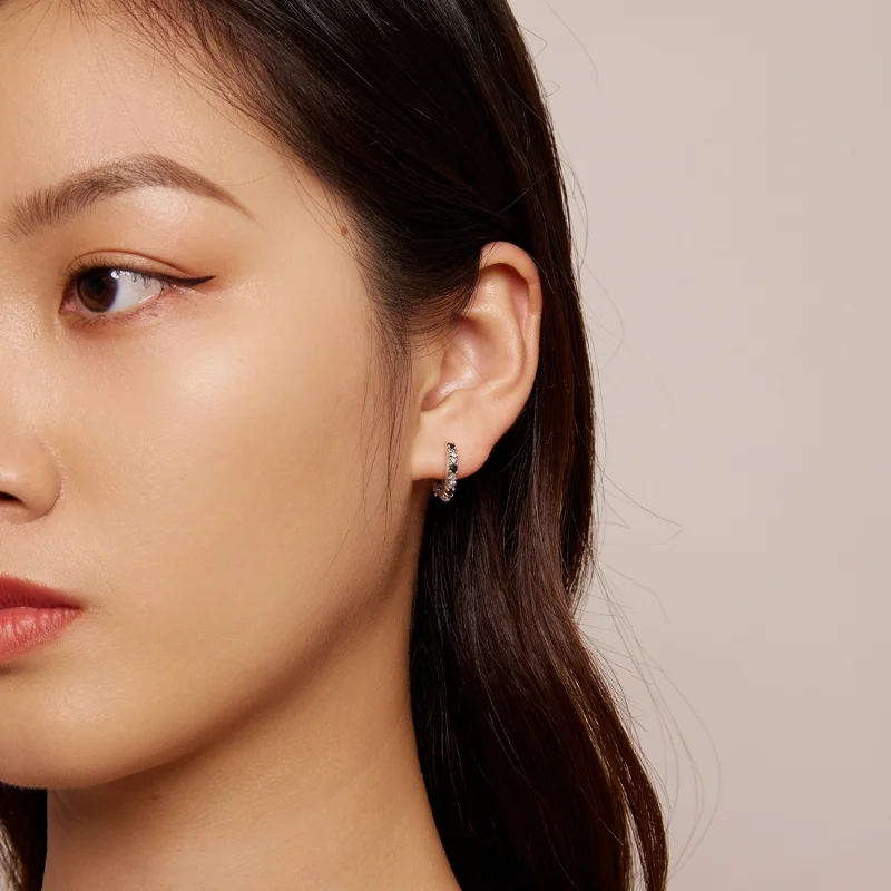 (imagem para) Brincos Argola Estilo Pandora Íris - SCE1605-BK - Visualizar 5