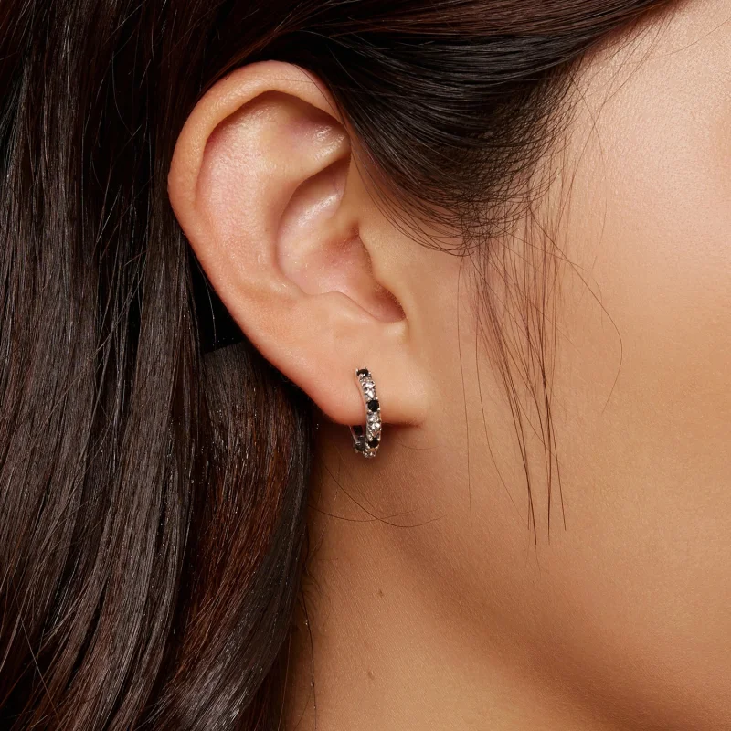 (imagem para) Brincos Argola Estilo Pandora Íris - SCE1605-BK - Visualizar 6