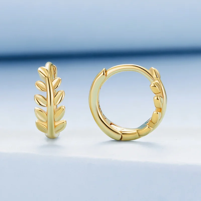 (imagem para) Brincos Argola Folhas Estilo Pandora - BSE500-B - Visualizar 2