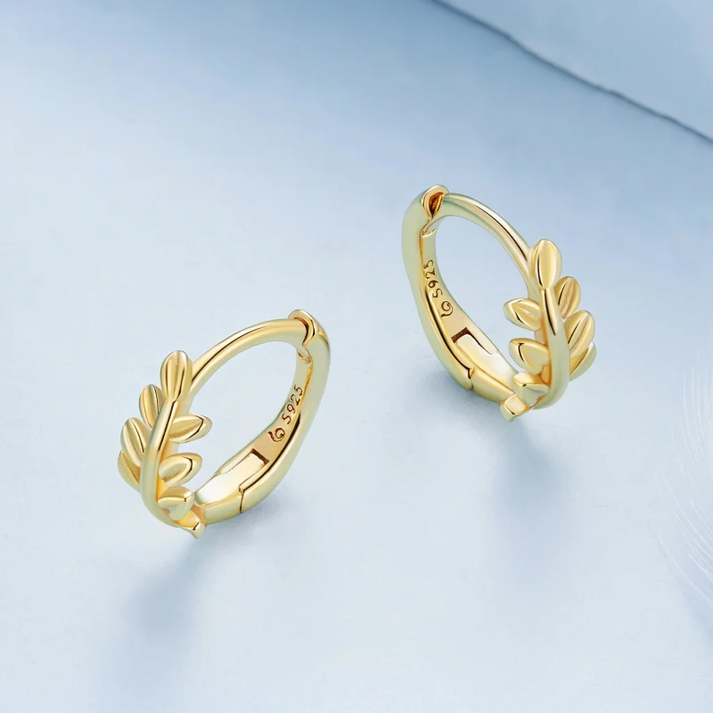 (imagem para) Brincos Argola Folhas Estilo Pandora - BSE500-B - Visualizar 3