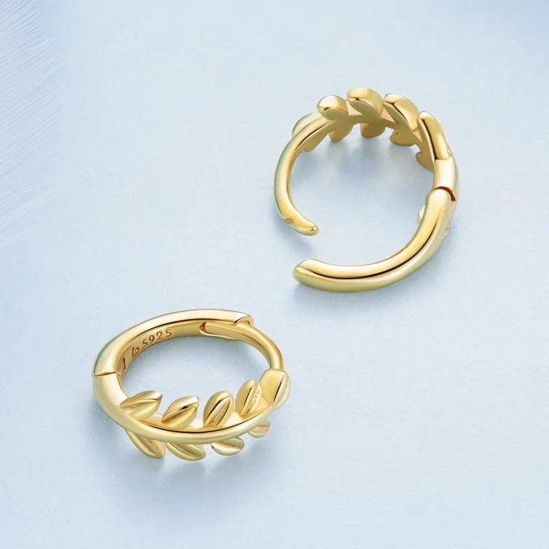 (imagem para) Brincos Argola Folhas Estilo Pandora - BSE500-B - Visualizar 4