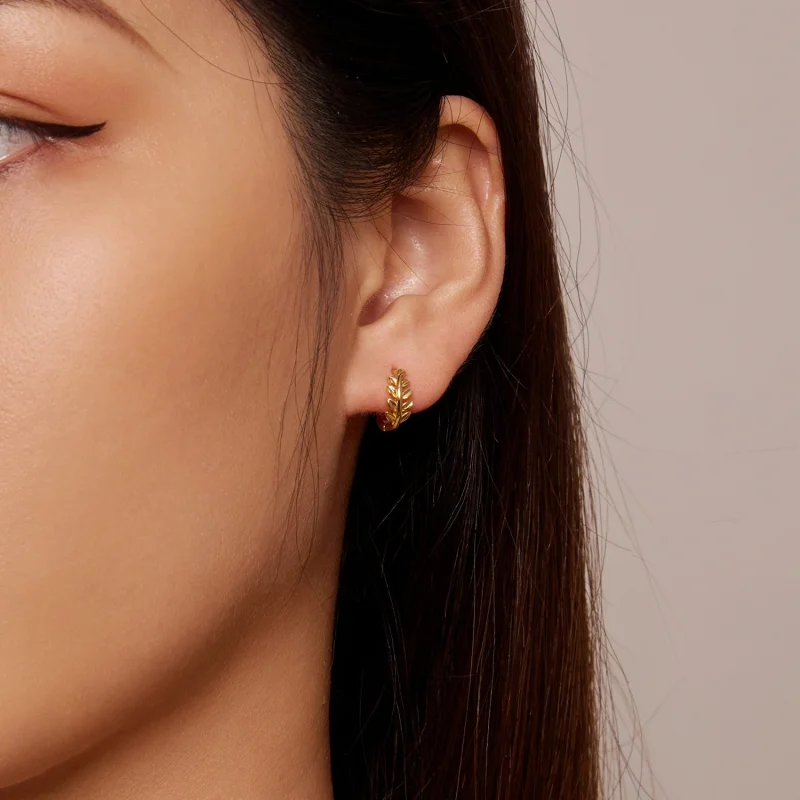 (imagem para) Brincos Argola Folhas Estilo Pandora - BSE500-B - Visualizar 5