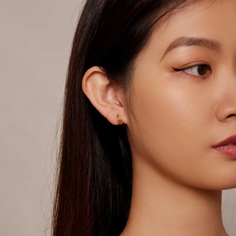 (imagem para) Brincos Argola Folhas Estilo Pandora - BSE500-B - Visualizar 7