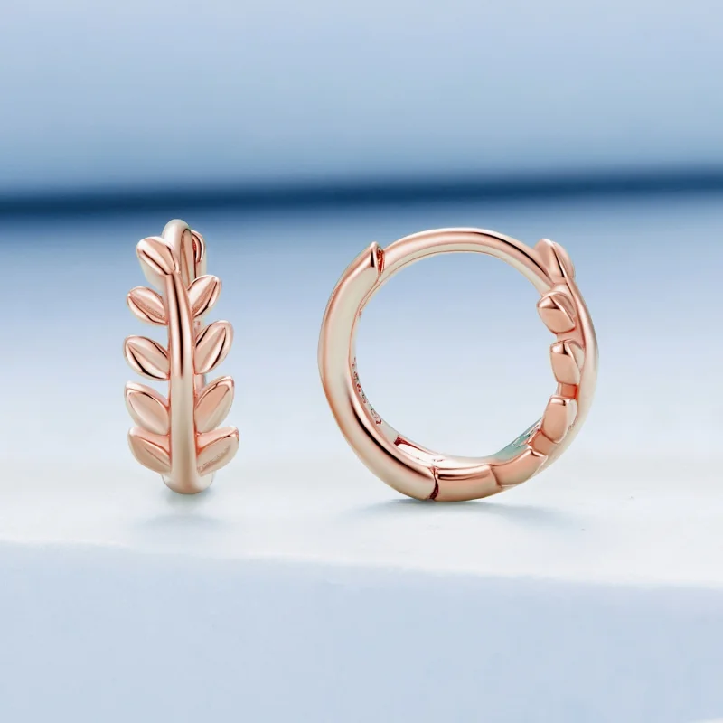 (imagem para) Brincos Argola Folhas Estilo Pandora - BSE500-C - Visualizar 2