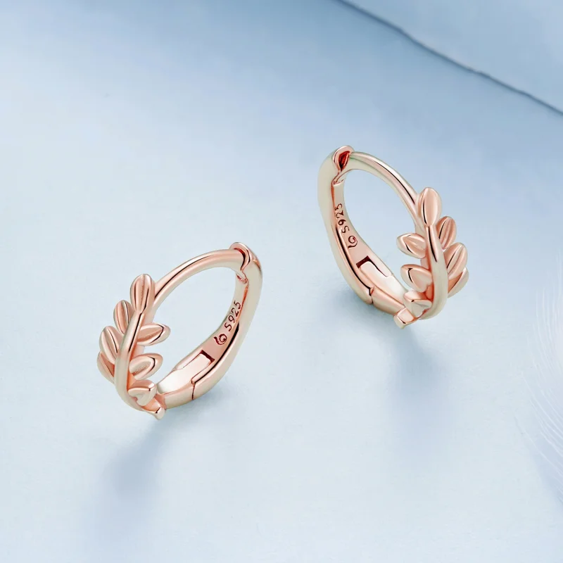 (imagem para) Brincos Argola Folhas Estilo Pandora - BSE500-C - Visualizar 3