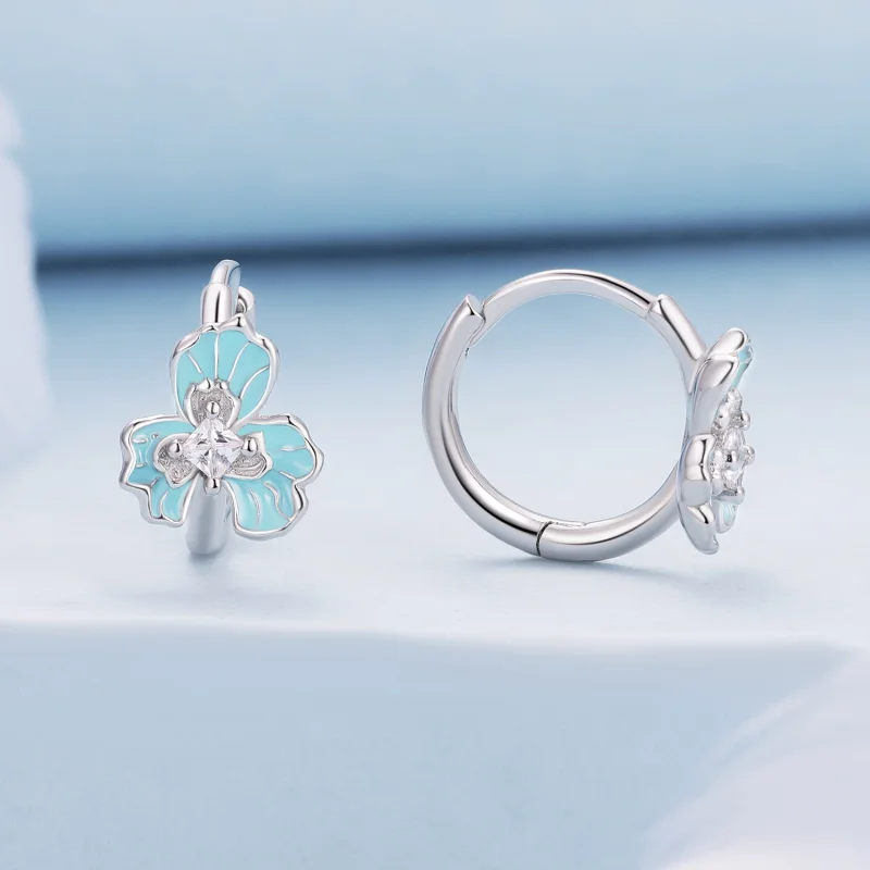 (imagem para) Brincos Argola Íris Azul Estilo Pandora - BSE843 - Visualizar 2