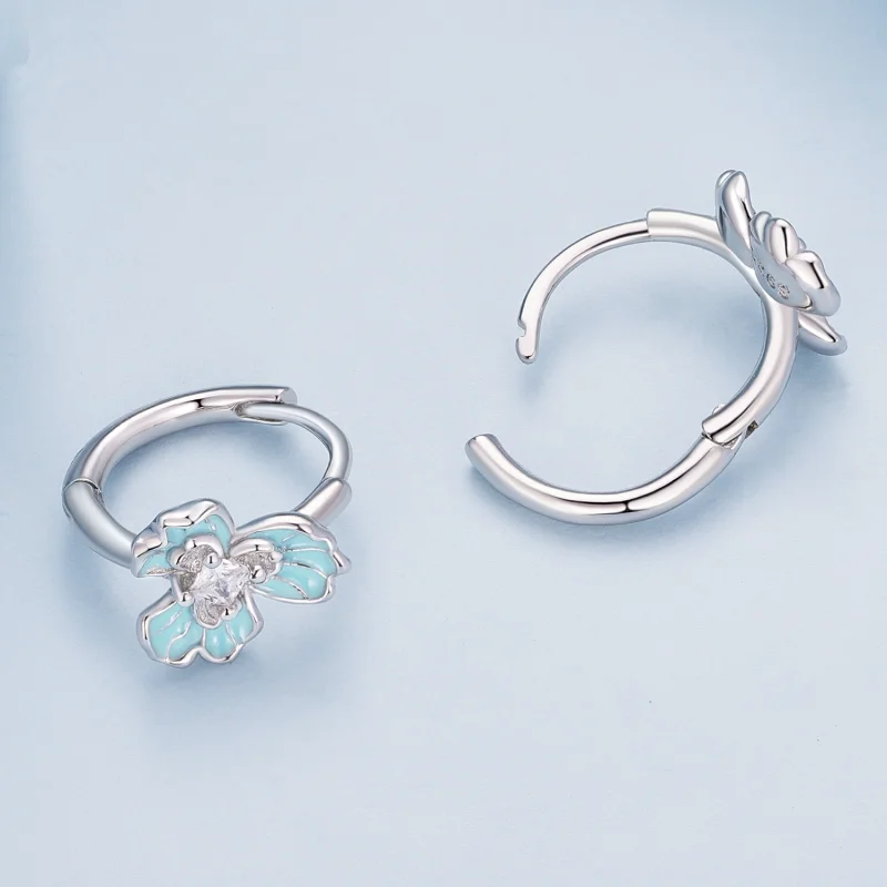 (imagem para) Brincos Argola Íris Azul Estilo Pandora - BSE843 - Visualizar 4