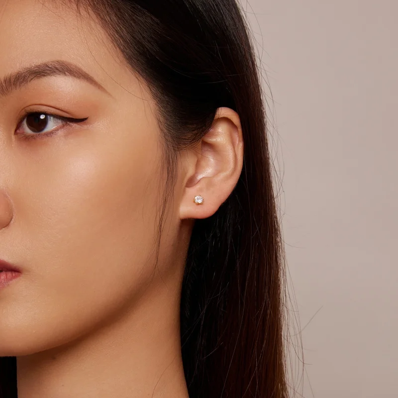 (imagem para) Brincos de Argola com Zircônia Brilhante Banhados a Ouro Estilo Pandora - BSE615 - Visualizar 2