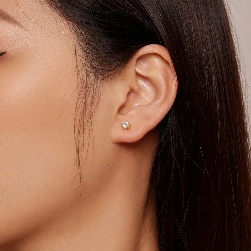 (imagem para) Brincos de Argola com Zircônia Brilhante Banhados a Ouro Estilo Pandora - BSE615 - Visualizar 3