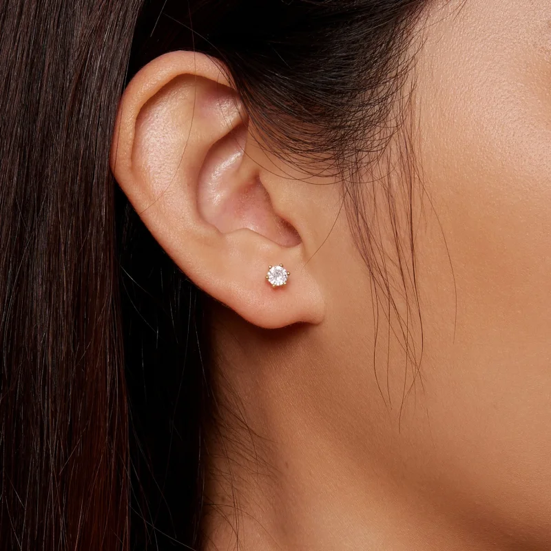 (imagem para) Brincos de Argola com Zircônia Brilhante Banhados a Ouro Estilo Pandora - BSE615 - Visualizar 4