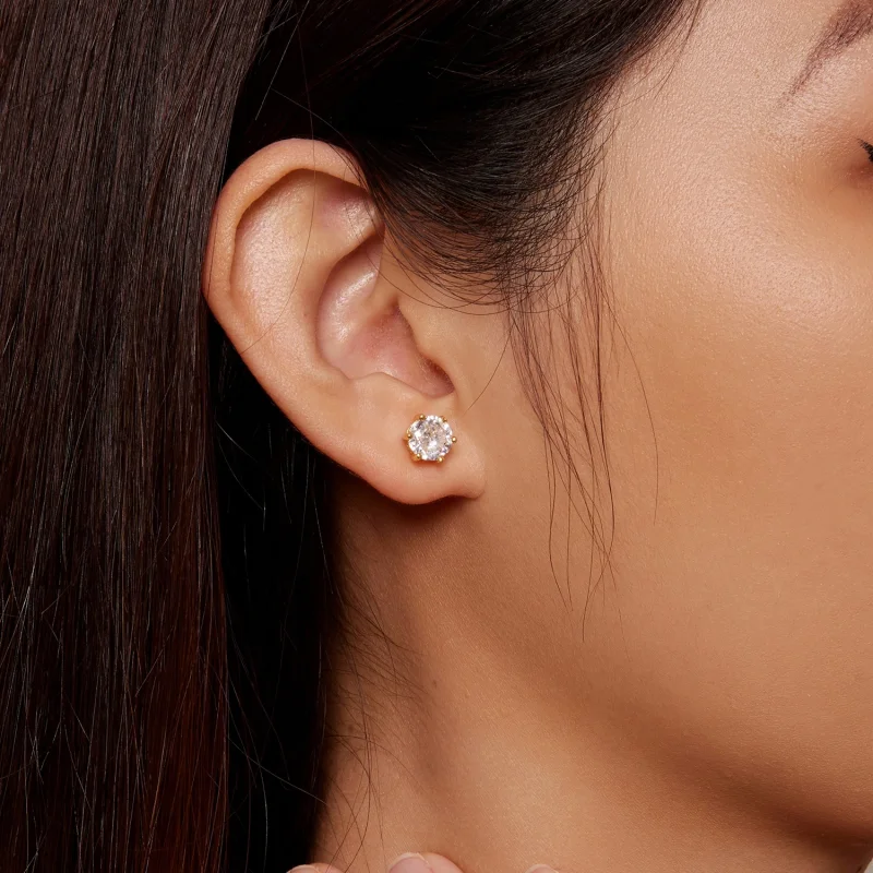 (imagem para) Brincos de Argola com Zircão Brilhante Banhados a Ouro Estilo Pandora - BSE615-7 - Visualizar 6