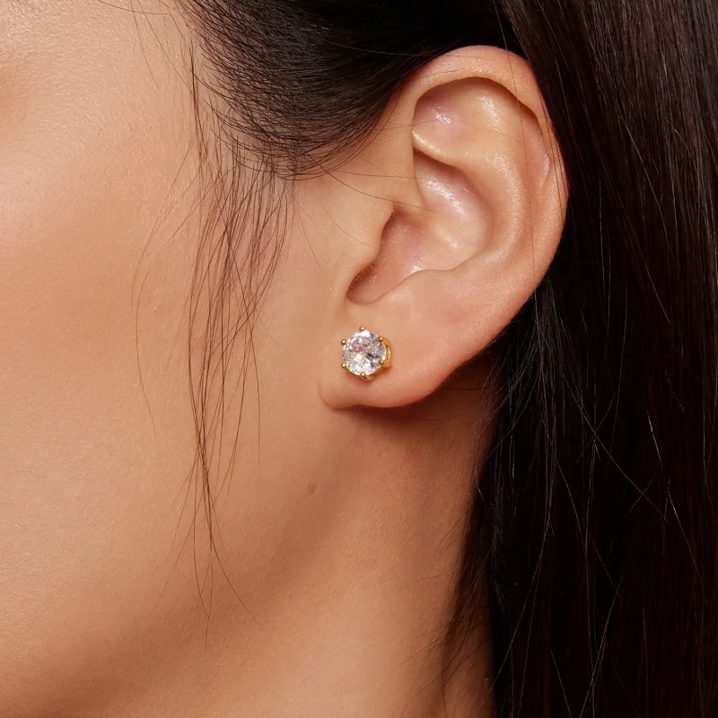 (imagem para) Brincos de Argola com Zircão Brilhante Banhados a Ouro Estilo Pandora - BSE615-7 - Visualizar 7