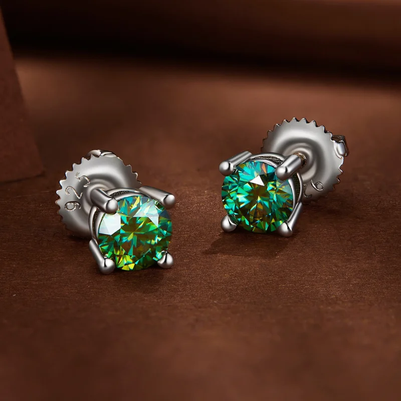 (imagem para) Brincos de Argola Estilo Pandora com Moissanita de 0,5 Quilates e Quatro Garras - Visualizar 3