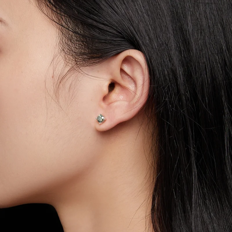 (imagem para) Brincos de Argola Estilo Pandora com Moissanita de 0,5 Quilates e Quatro Garras - Visualizar 5