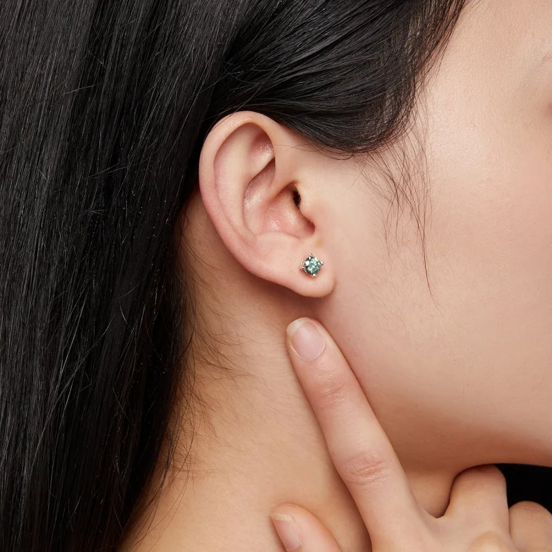 (imagem para) Brincos de Argola Estilo Pandora com Moissanita de 0,5 Quilates e Quatro Garras - Visualizar 6