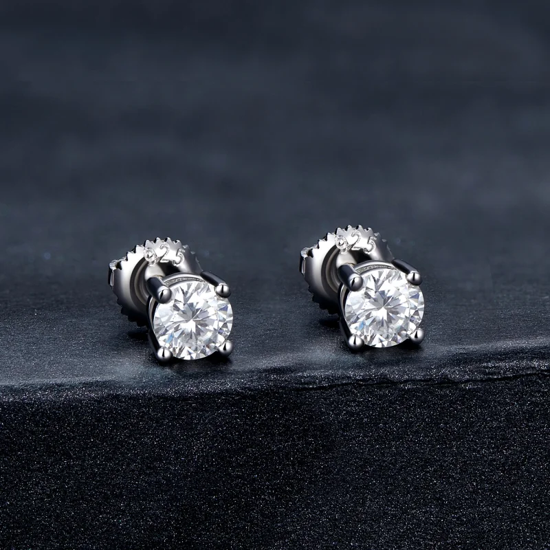 (imagem para) Brincos de Argola Estilo Pandora com Moissanite de 0,5 Quilates e Quatro Garras - Visualizar 2