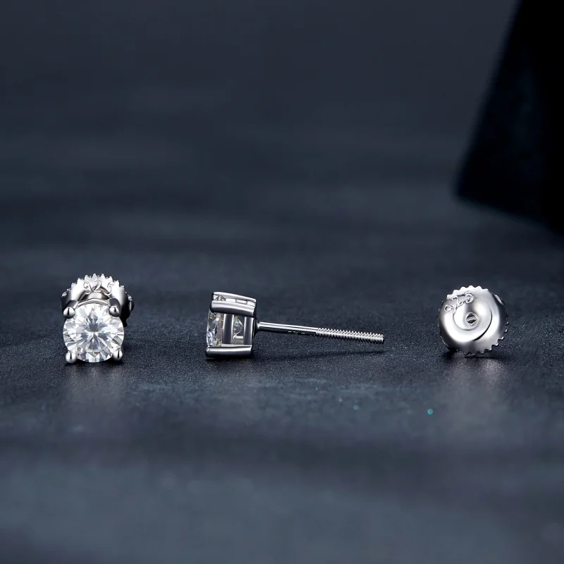 (imagem para) Brincos de Argola Estilo Pandora com Moissanite de 0,5 Quilates e Quatro Garras - Visualizar 3
