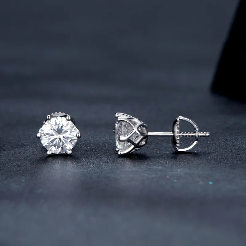 (imagem para) Brincos de Argola Estilo Pandora com Moissanite de Um Quilate e Quatro Garras - - Visualizar 3