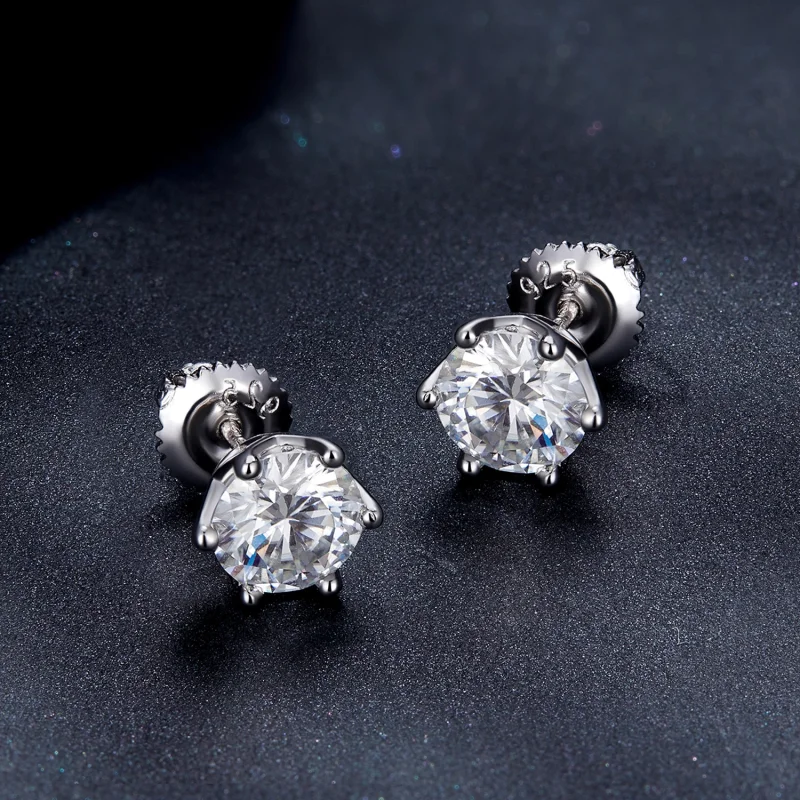 (imagem para) Brincos de Argola Estilo Pandora com Moissanite de Um Quilate e Quatro Garras - - Visualizar 4