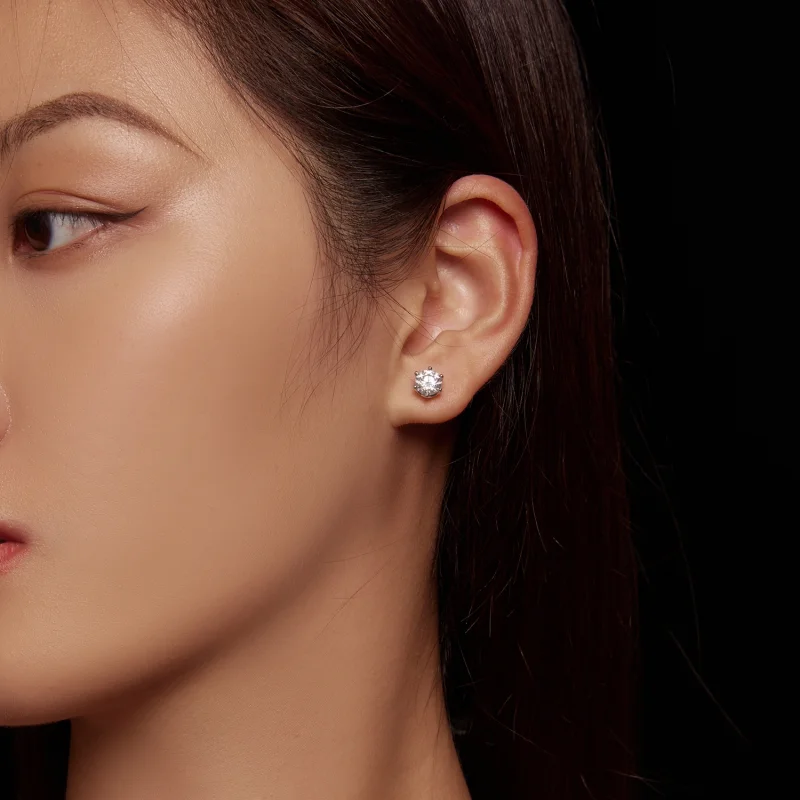 (imagem para) Brincos de Argola Estilo Pandora com Moissanite de Um Quilate e Quatro Garras - - Visualizar 5