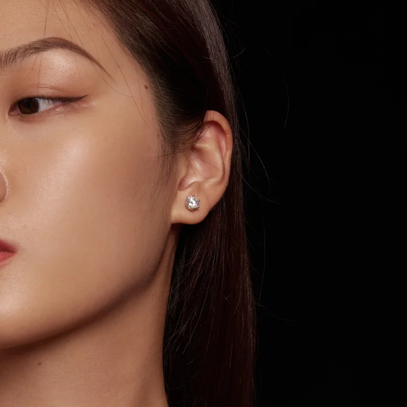 (imagem para) Brincos de Argola Estilo Pandora com Moissanite de Um Quilate e Quatro Garras - - Visualizar 6