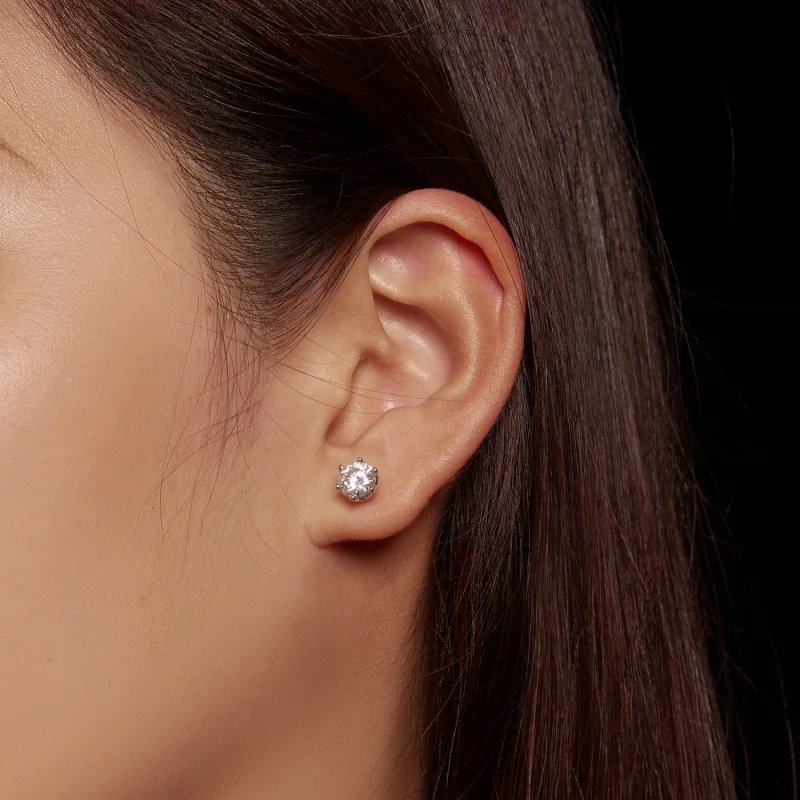 (imagem para) Brincos de Argola Estilo Pandora com Moissanite de Um Quilate e Quatro Garras - - Visualizar 7