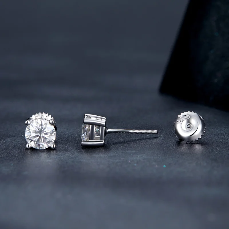 (imagem para) Brincos de Argola Estilo Pandora Um Quilate Quatro Garras Moissanite - MSE003-L - Visualizar 3