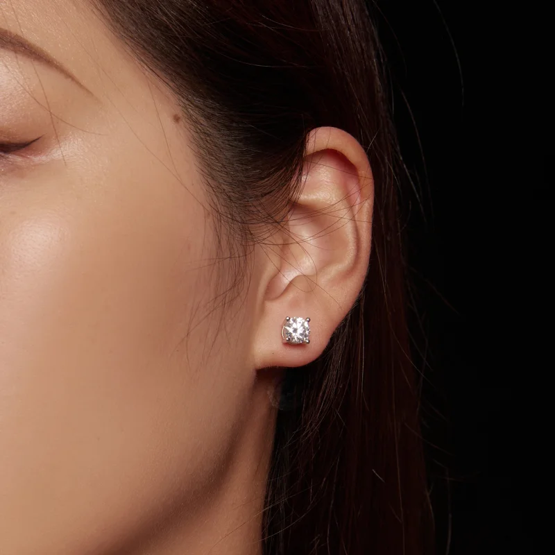 (imagem para) Brincos de Argola Estilo Pandora Um Quilate Quatro Garras Moissanite - MSE003-L - Visualizar 5