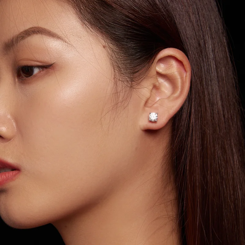 (imagem para) Brincos de Argola Estilo Pandora Um Quilate Quatro Garras Moissanite - MSE003-L - Visualizar 6