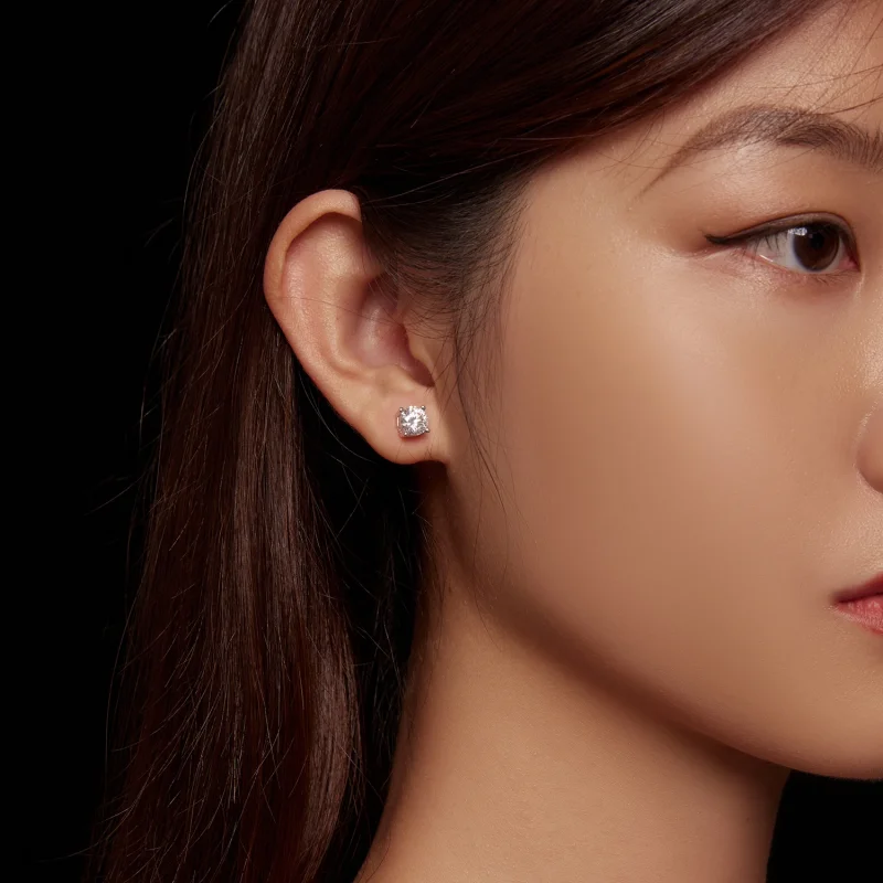 (imagem para) Brincos de Argola Estilo Pandora Um Quilate Quatro Garras Moissanite - MSE003-L - Visualizar 7