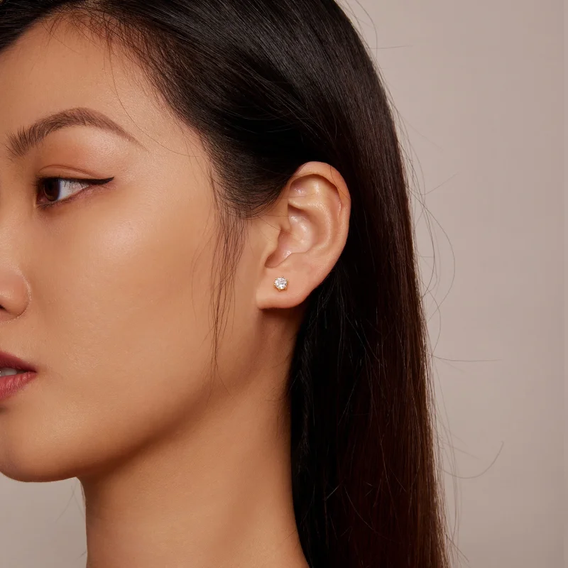 (imagem para) Brincos de Argola Pandora Style Banhados a Ouro com Zircônia Brilhante - BSE615- - Visualizar 2