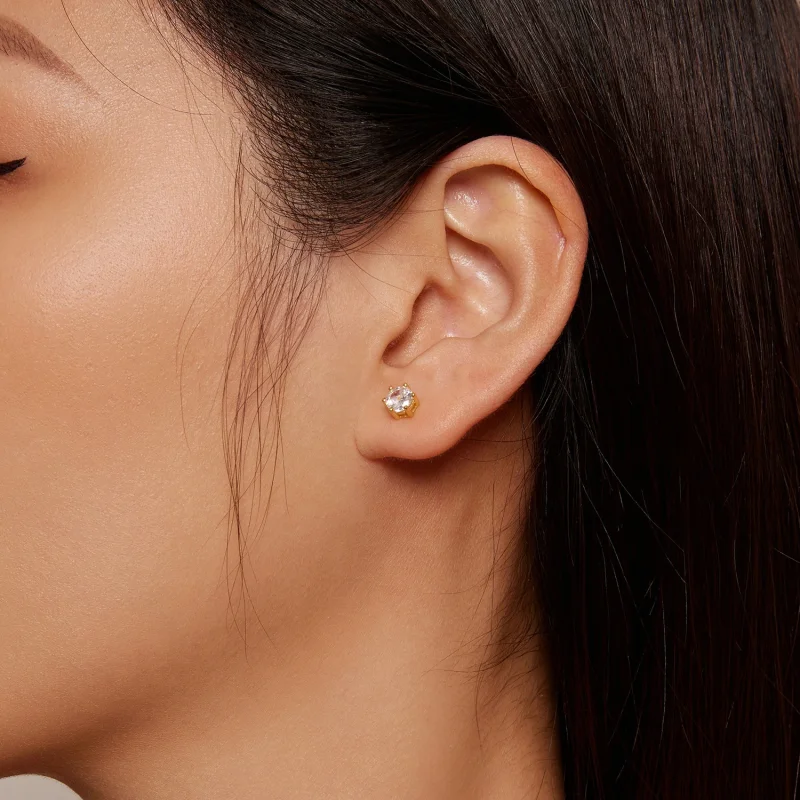 (imagem para) Brincos de Argola Pandora Style Banhados a Ouro com Zircônia Brilhante - BSE615- - Visualizar 3