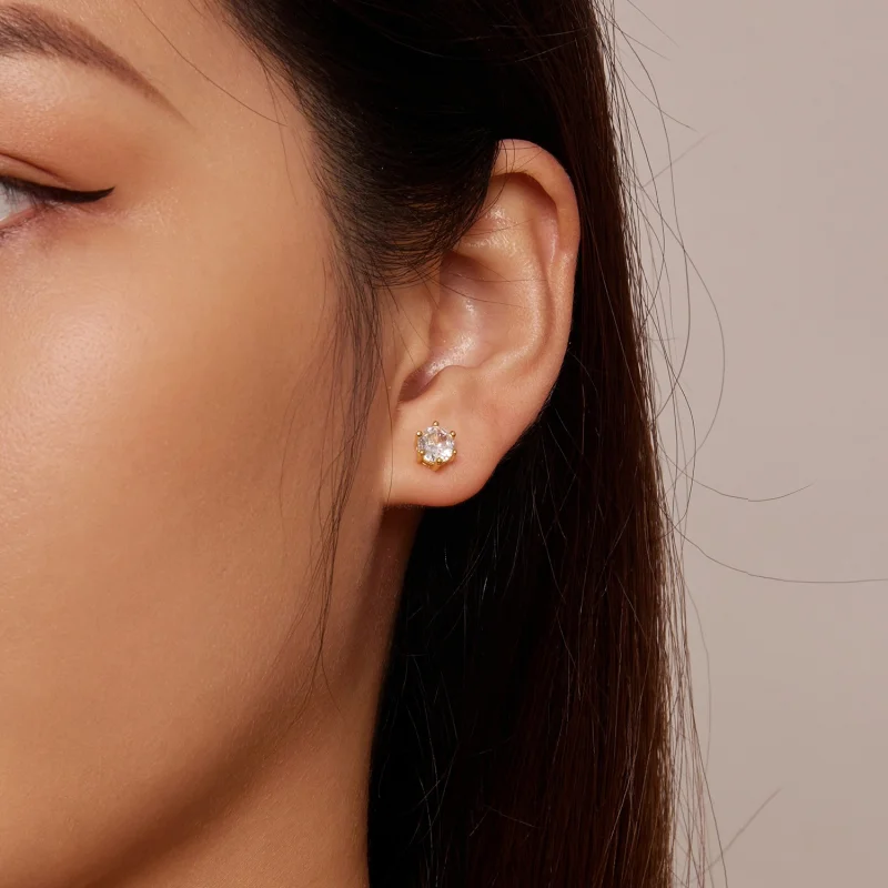 (imagem para) Brincos de Argola Pandora Style Banhados a Ouro com Zircão Brilhante - BSE615-6B - Visualizar 2