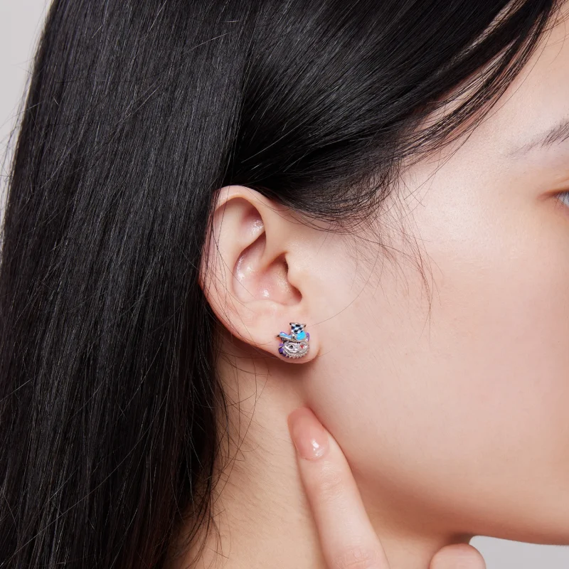 (imagem para) Brincos de Pressão Estilo Pandora Gato Mago Excêntrico - BSE823 - Visualizar 5